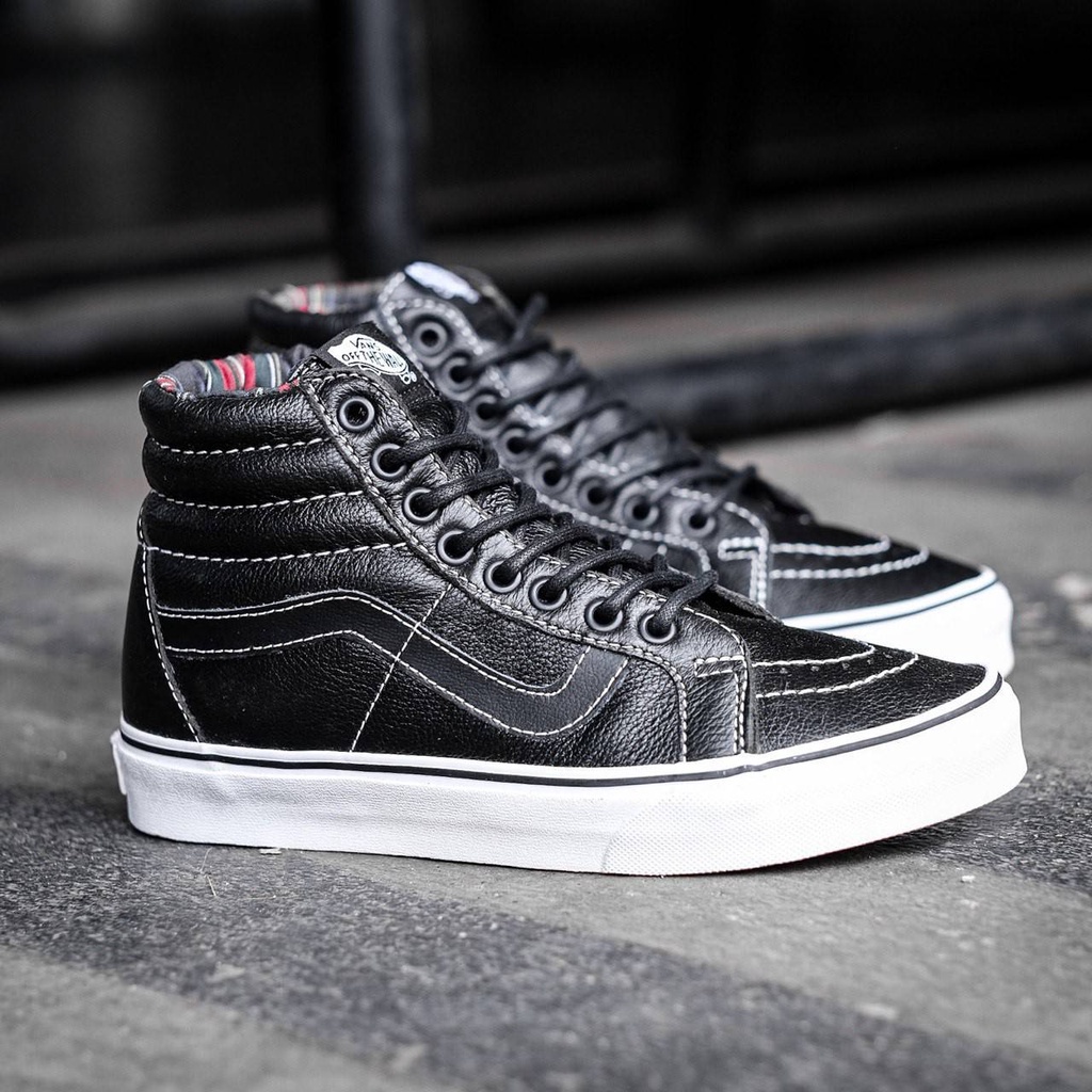 Vans Sk8 Hi Leather Black White Original