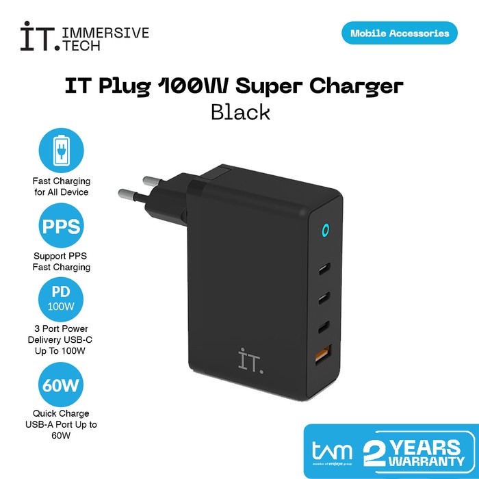 It Plug 100 W Super Charger - Black