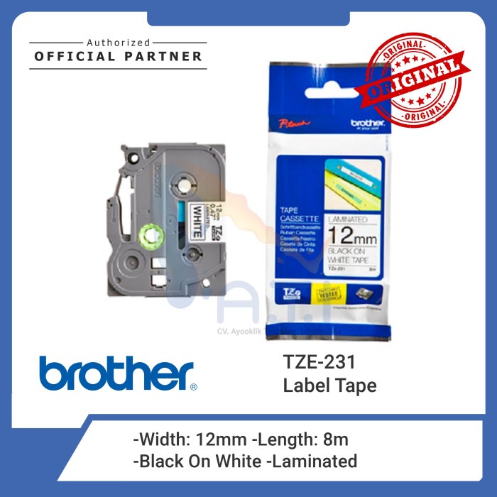 

BROTHER Label Tape TZE 231 12mm Black On White