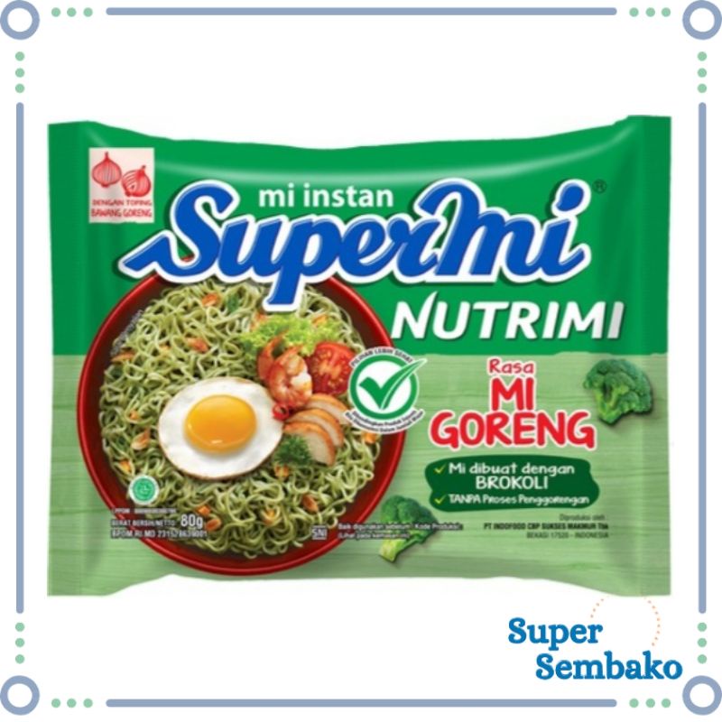 MI INSTAN SUPERMI NUTRIMI GORENG BROKOLI 80g SEHAT MURAH