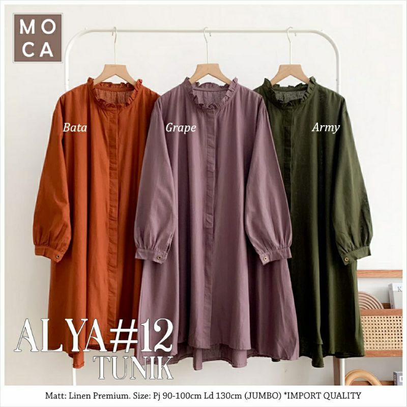 Alya Tunik #12, TUNIK WANITA MUSLIM JUMBO CANTIK FIT XXXL LD 130 BAHAN LINEN PREMIUM TERMURAH MODIS OOTD