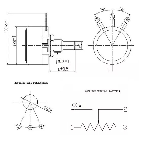 Wire Wound Potentiometer WX110 1W Potensiometer potensio 10 22 Ohm 1 W