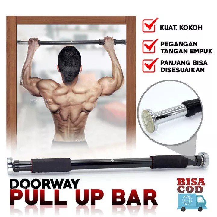 Barnik88 Pull Up Bar Adjustable /Iron Gym / Chin Up Alat fitness di rumah doorway Alat fitness olahraga