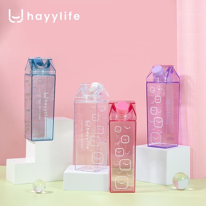 HAYYLIFE Botol Minum Kotak Susu Transparan / Botol Kotak Susu Ala Jepang Kotak Botol Air Kulkas Aest