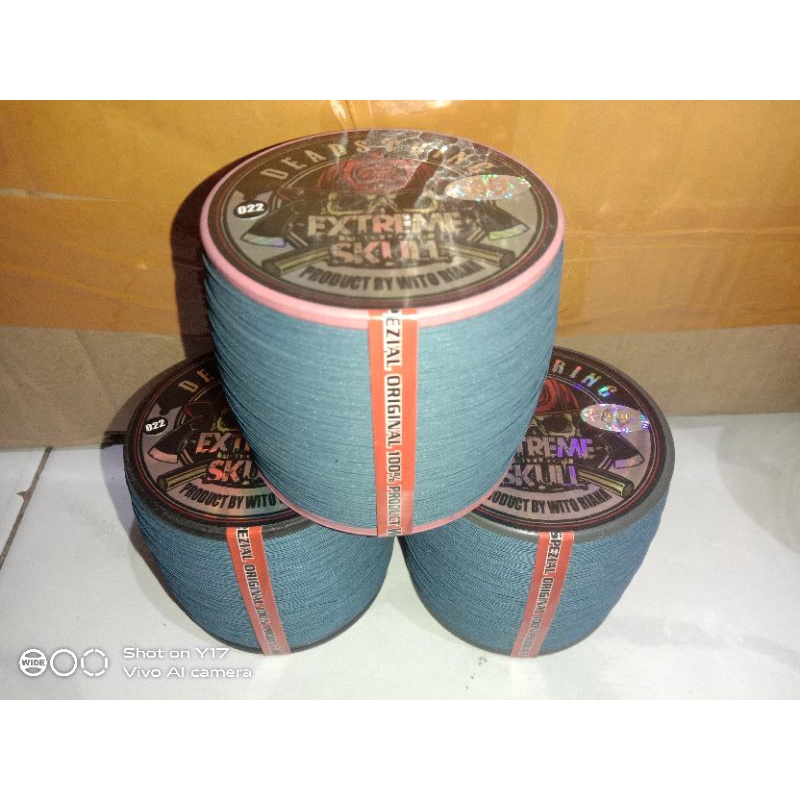 GELASAN EXTREME SKULL MATOT ABU ORIGINAL SIZE 022 DAN 024 KUALITAS ISTIMEWAH PANJANG 3000YARD