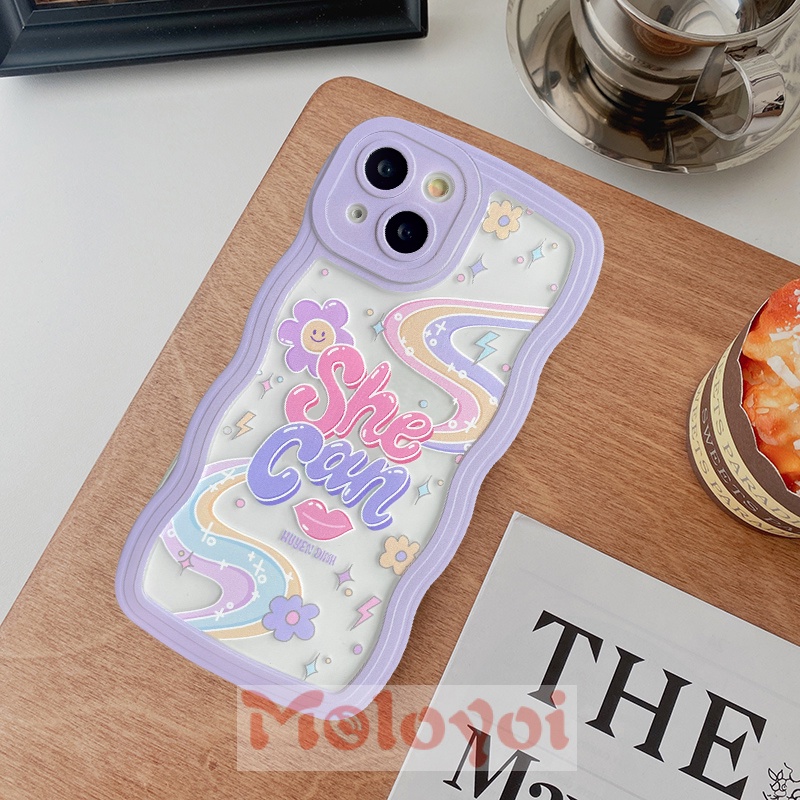 Soft Case TPU Motif Tulisan Inggris Warna-Warni Pelangi Untuk iPhone 11 12 13 11 Pro MAX 7 8 Plus 6 6s XR 14 Plus 14 Pro MAX X XS MAX SE 2020