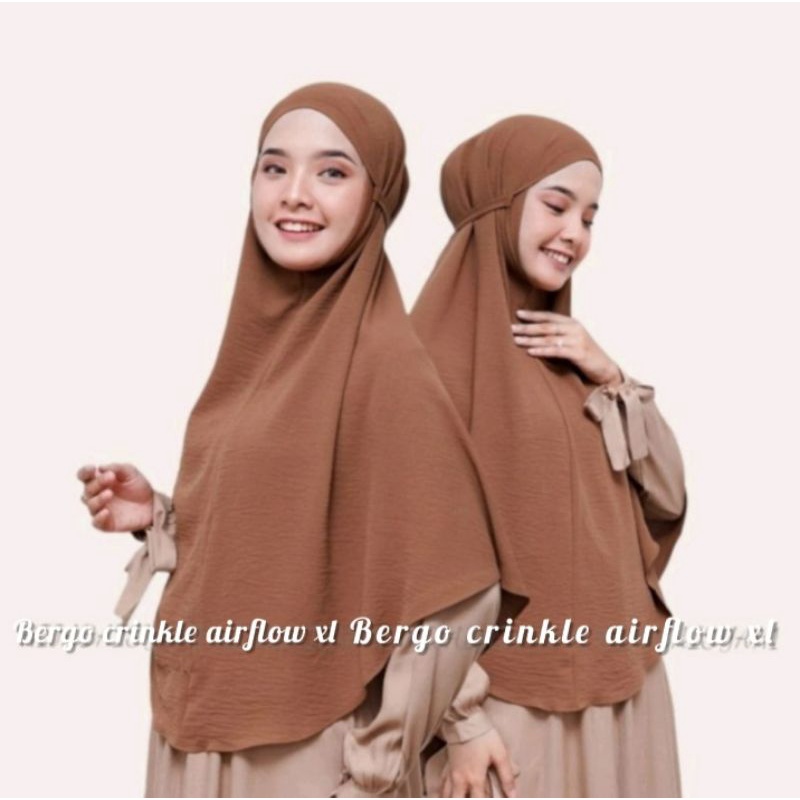 Hijab Khimar Bergo Instan Crinkle Airflow | Bergo Crinkle Airflow Jumbo XL