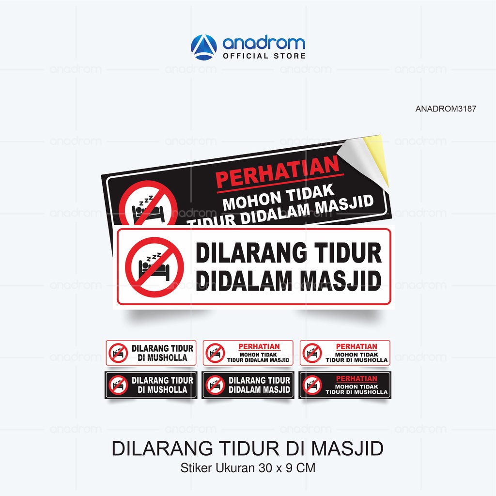 

Stiker Dilarang Tidur Di Masjid I Size 30x9 Cm I Anadrom 3187