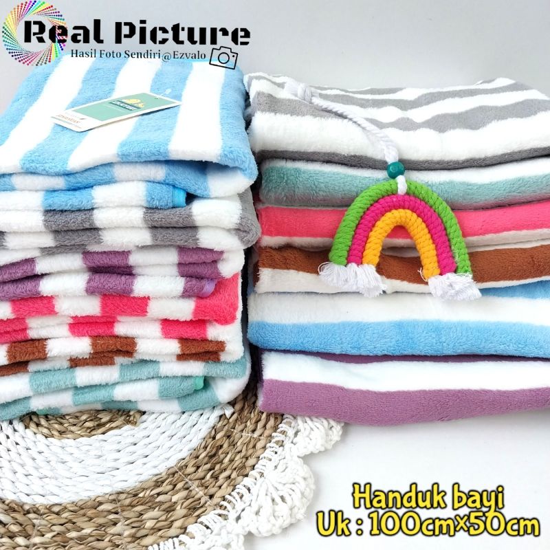 HB-05 Handuk bayi ukuran 100cm×50cm motif salur