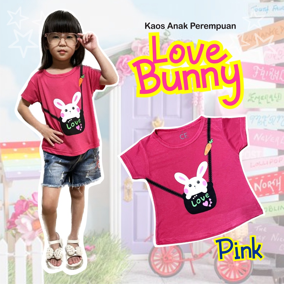 Atasan Kaos Murah Anak Perempuan Kelinci Putih CF Kids