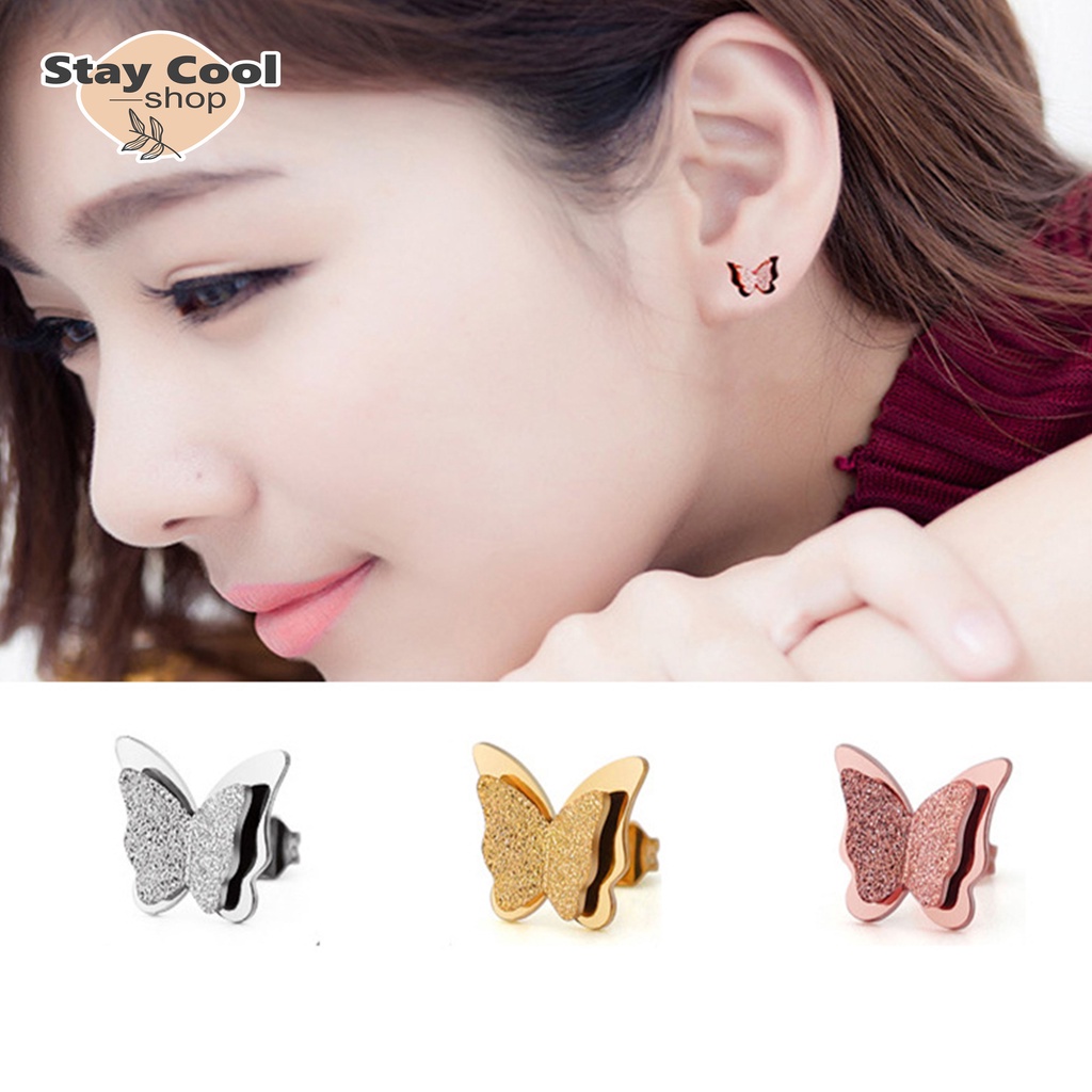 Anting Kupu Kupu Wanita Titanium Asli Anti Karat / Anting Model Terbaru / Anting Wanita / Anting Terlaris / Bayar Ditempat / Titanium Original