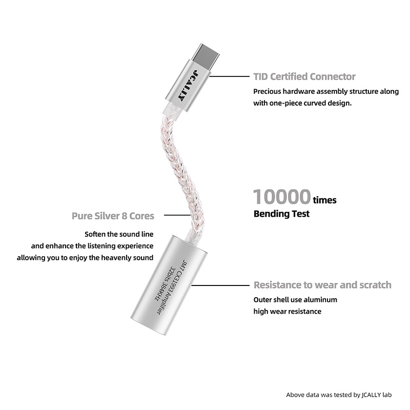 Jcally JM7 JM7L Kabel Audio Digital DAC CX31993 USB Tipe C 32bit / 384KHz Untuk Android / Apple