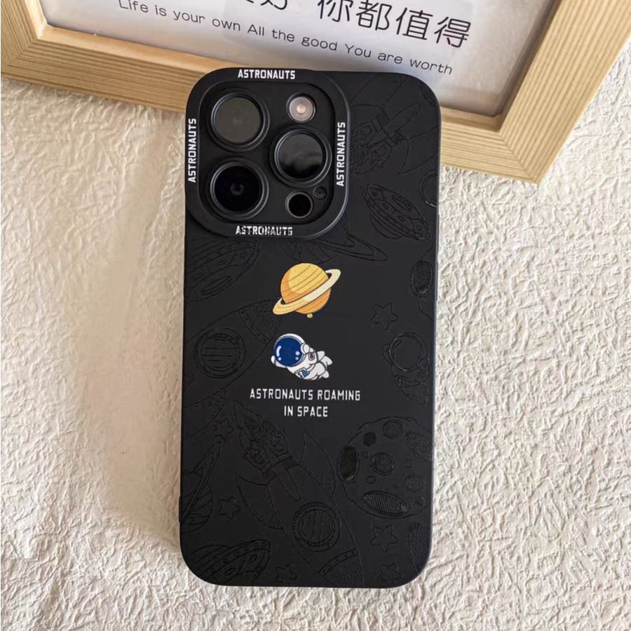 Case Motif Planet Astronot Untuk iPhone 14 14pro 14Plus 14prm 13 13pro 13pro 11 7Plus 8Plus Xr XS 12pro Max