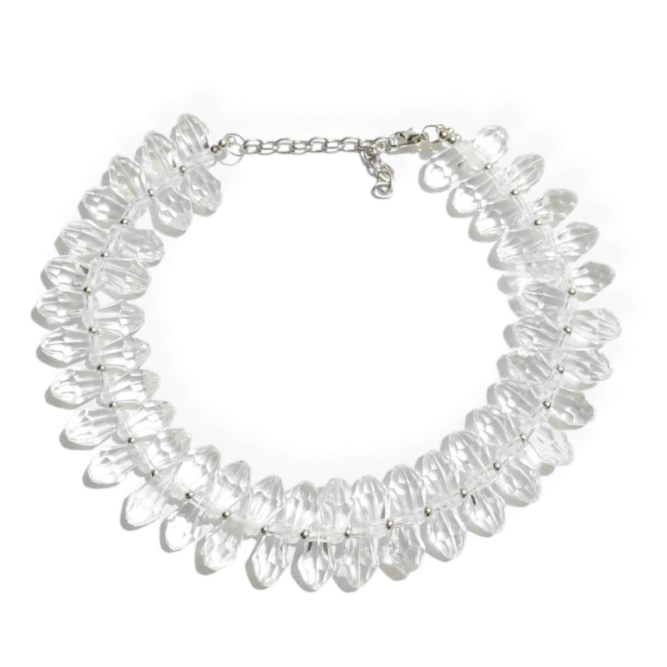 Ralline Black Acrilic Crystal Choker Necklace Kalung Akrilik Tidak Beraturan Kristal Warna Hitam Edgy Style