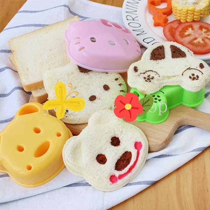 Elmart Alat Cetakan Sandwich Pemotong Roti Tawar MotIf Kartun Kitty Bear Rabbbit CS01