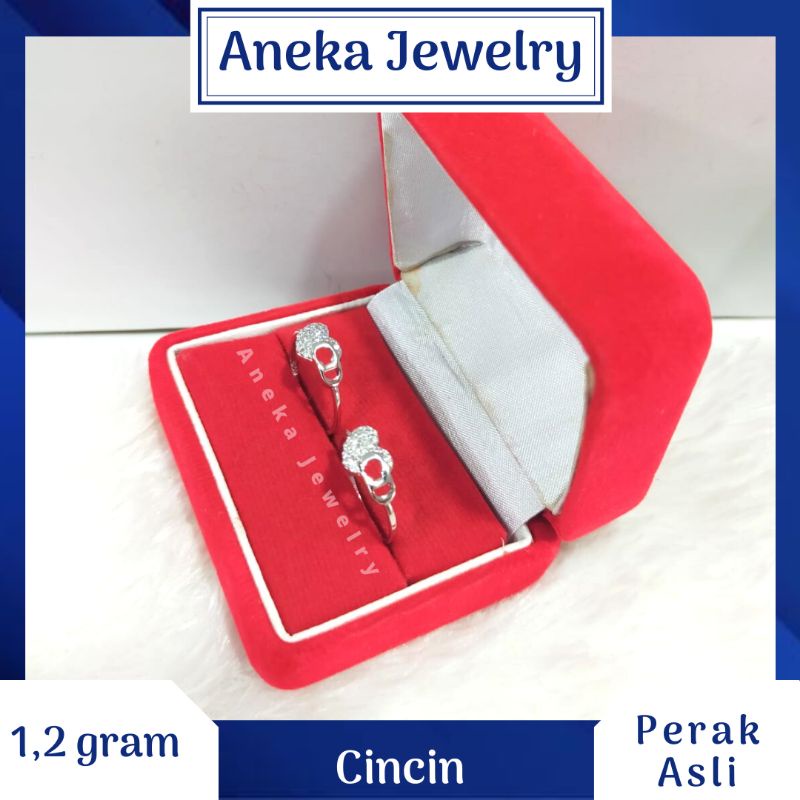 Cincin Love Mata2 Ukir, Perak 925, Sepuh Emas Putih