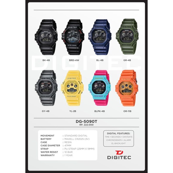 JAM TANGAN DIGITEC DG 5090 / DG-5090 / DG 3090 Watch Jam Tangan ORIGINAL WATERPROOF