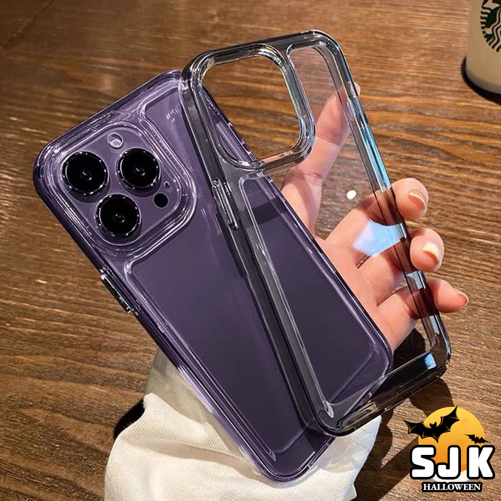 Luxury Purple Acrylic Clear Hard Shockproof Clear For IPhone 11 12 13 14 Pro Max XR X XS Max  7 8 Plus Phone Case Simple Military Grade Shock-Absorbing Soft TPU Cover