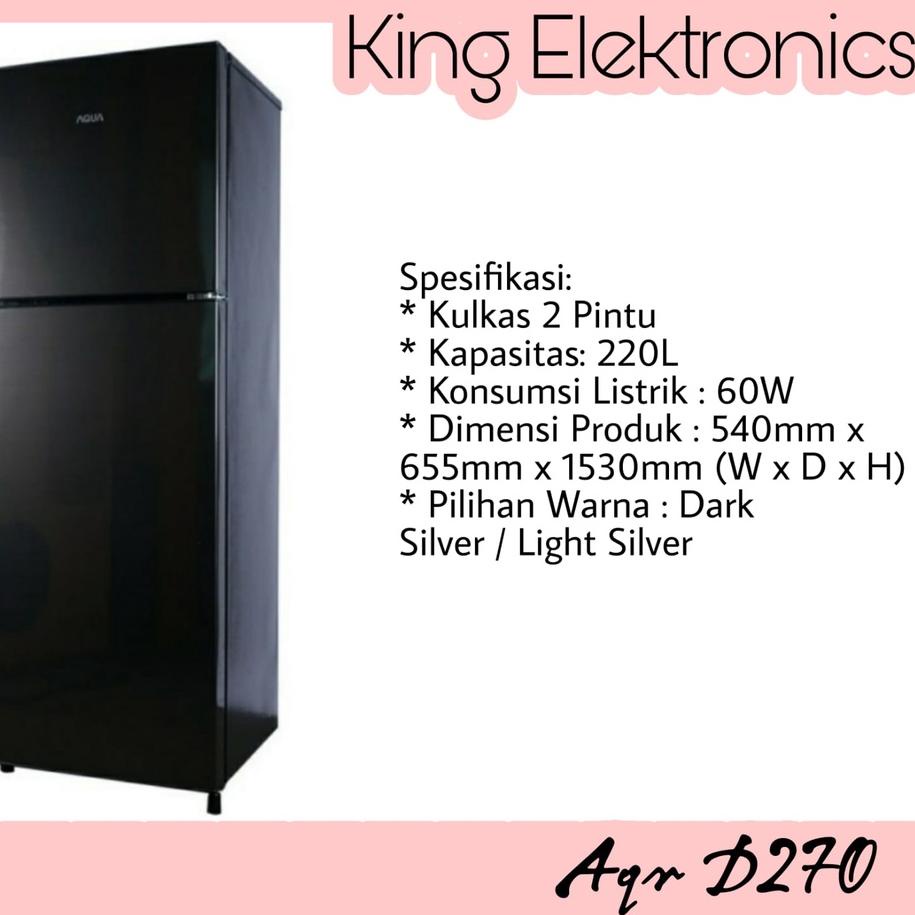 Harga Bersaing--KULKAS AQUA 2 PINTU JUMBO AQR D270 DARK SILVER/KULKAS AQR D-270 DS NO FROST GARANSI 