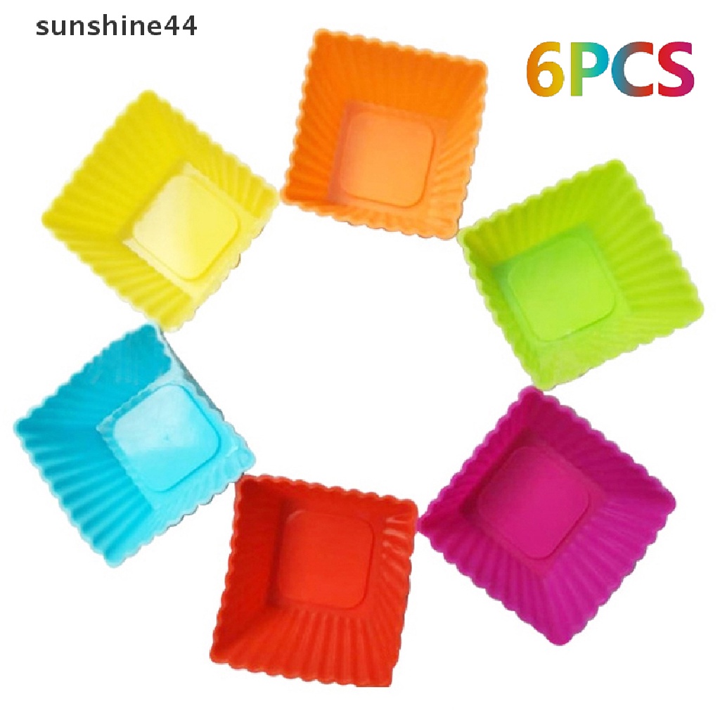 Sunshine 6pcs Cetakan Cupcake / muffin Bahan Silikon Aneka Warna