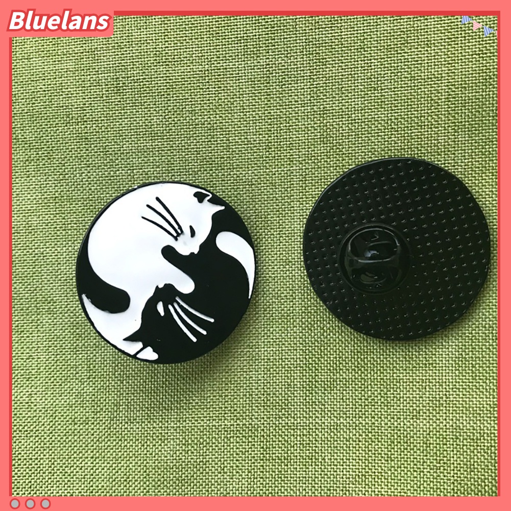 Bros Pin Enamel Bentuk Kucing Bulat Untuk Dekorasi Pakaian Topi Ransel Unisex