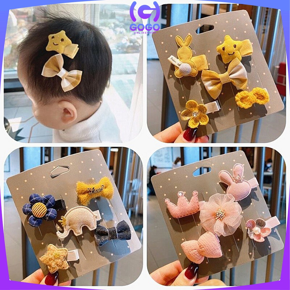 GOGO-C319 Jepitan Rambut Korea Anak Set 5 IN 1 / Jepit Rambut Anak Perempuan / Hair Pin Klip Rambut / Korean Hair Clip