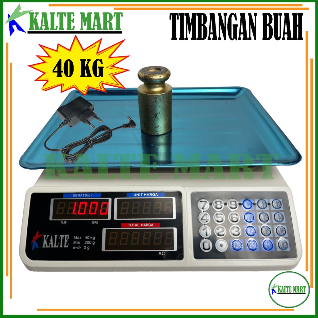 KALTE Timbangan Buah Double Display 40kg, 30kg Digital Computing Scale Double Display 40kg 30kg / Timbangan Buah, Timbangan Sayuran, Timbangan Kue / Timbangan Laundry 40kg 30kg