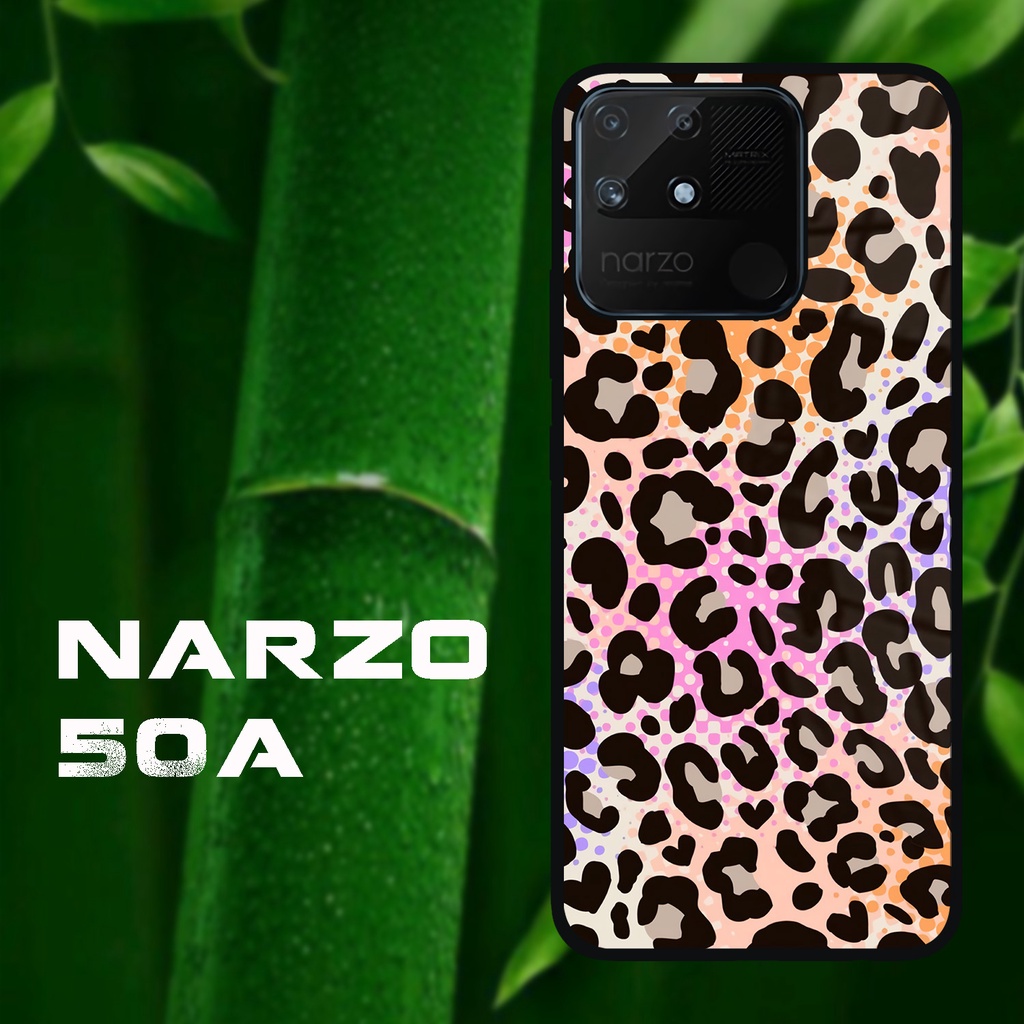 Case Kilau Realme Narzo 50a | Narzo 50A| Casing Hp Realme | Pelindung Smartphone | Motif Leopard
