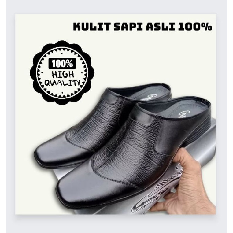 Sepatu Sandal Slop Kulit Sapi Pria Original 100%