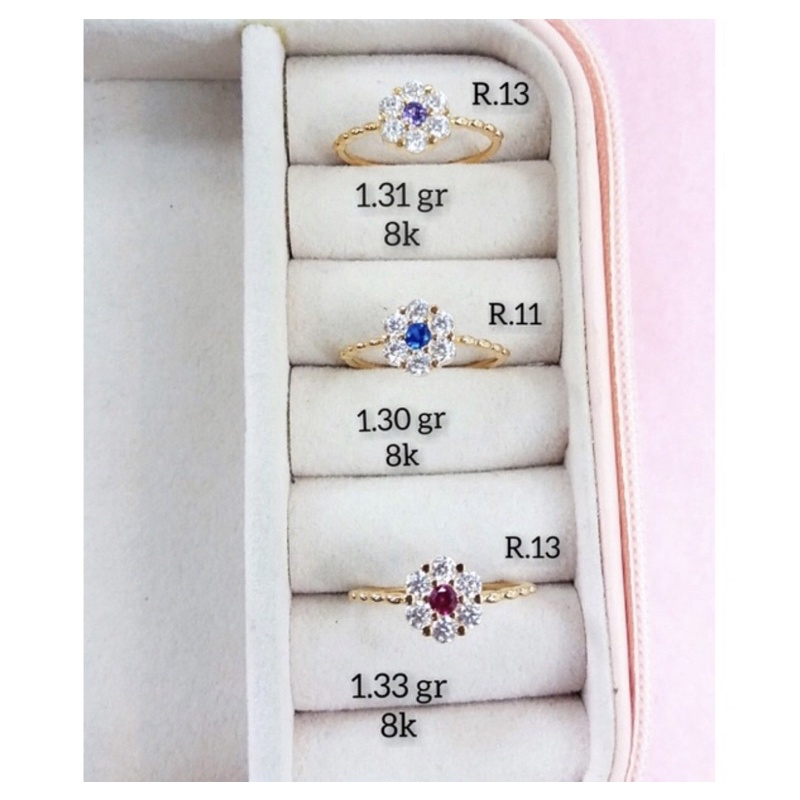 Cincin bunga motif mata kadar 375 8karat