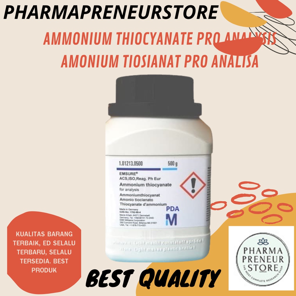 AMMONIUM THIOCYANATE / AMONIUM TIOSIANAT PRO ANALISA 50 DAN 100 GRAM MERCK BEST QUALITY