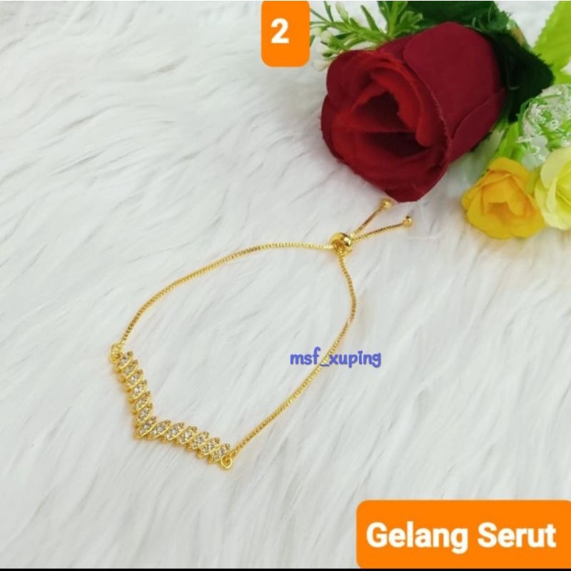 Gelang serut model fuji xuping lapis emas permata zircon GS003 Terlaris!!