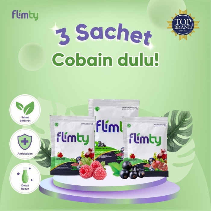 Flimty Fiber Minuman Diet Pelangsing Penurun Berat Badan Asli 3 Sachet