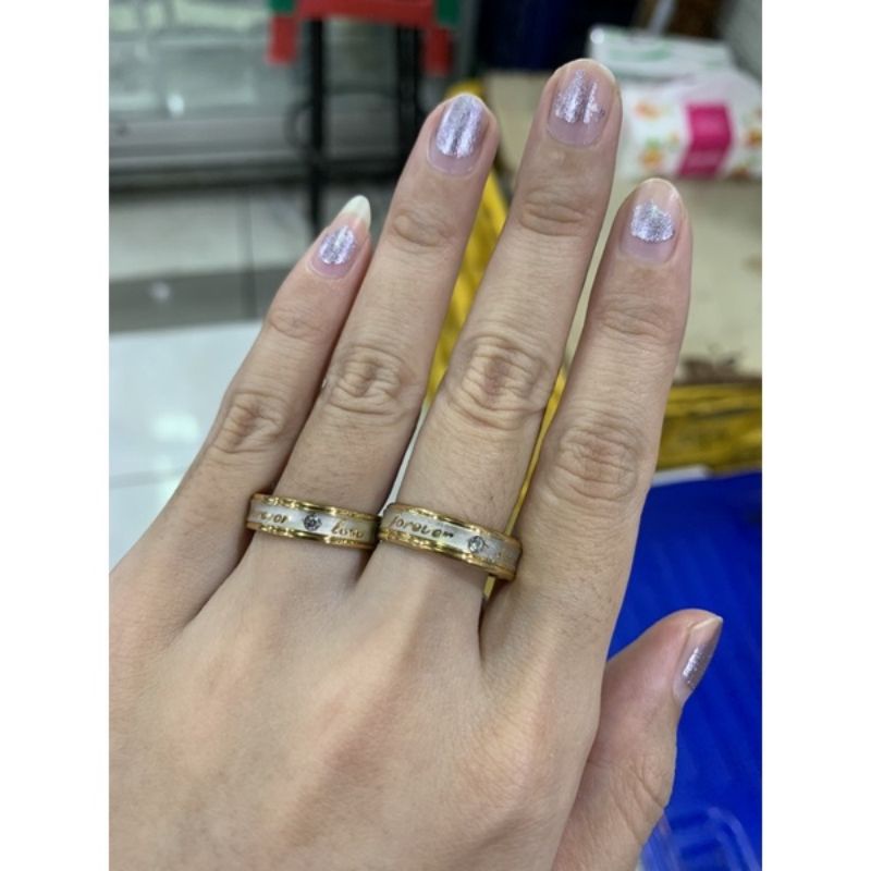 Cincin titanium Couple Forever Love GOLD  lapis emas pria wanita Harga Satuan