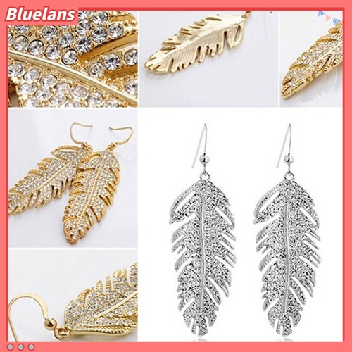 Anting Kait Gantung Wanita Bahan Alloy Desain Bulu Hias Berlian Imitasi Gaya Retroboho Untuk Pesta