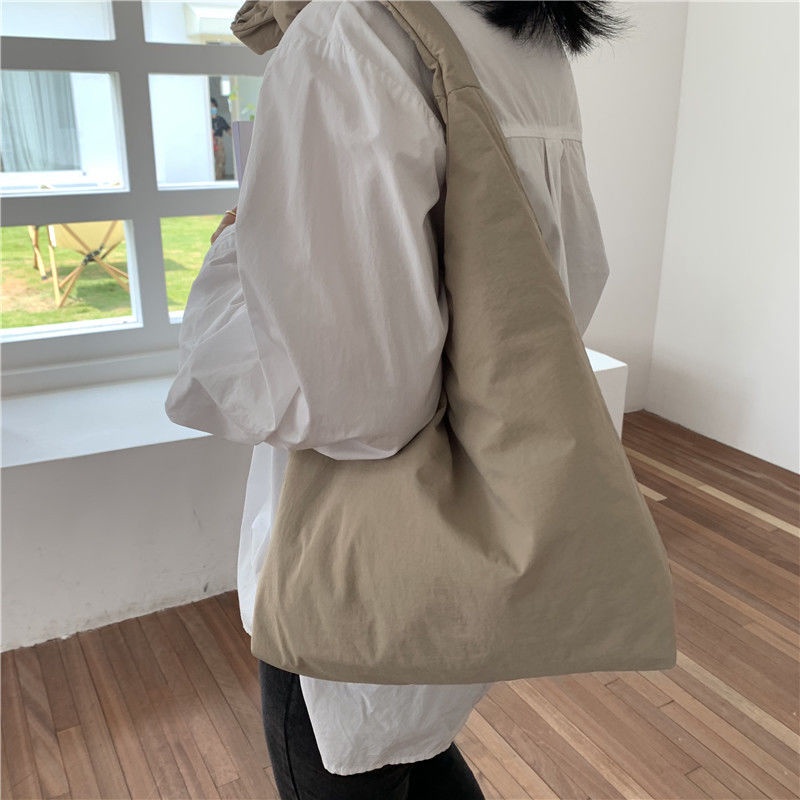 ◆▦Sera Strap-tali Satu Bahu Diagonal Tas Sekolah Jepang Sederhana Warna Solid Diikat Angin Malas Serbaguna Tas Kain Kasual