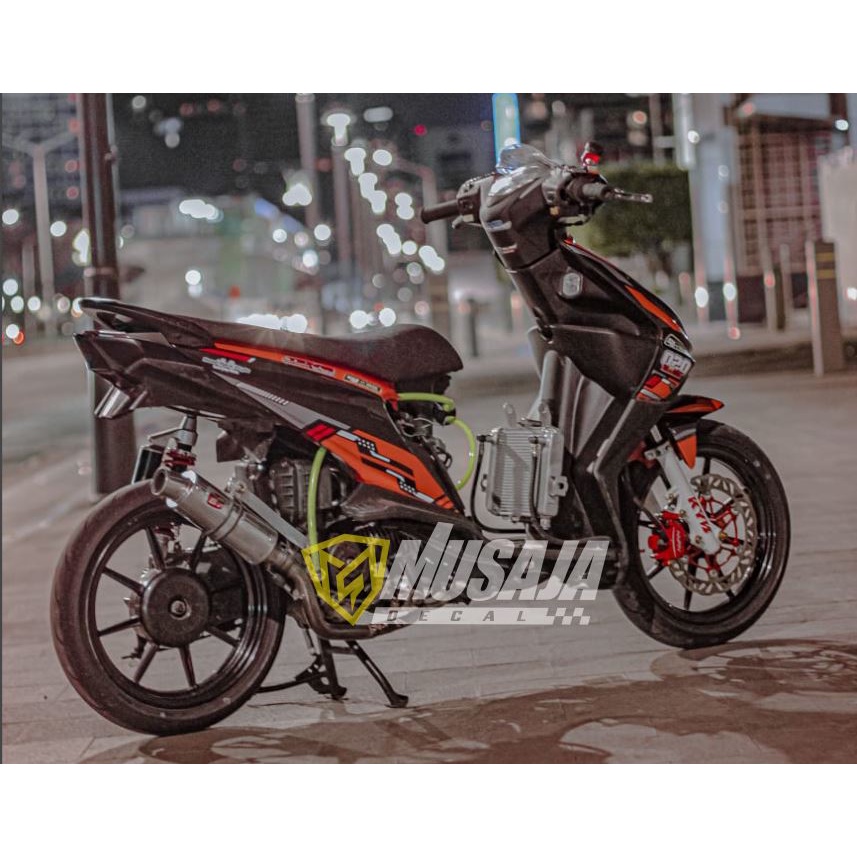 Decal beat karbu fullbody roadrace orange hitam - Dekal beat fullbody