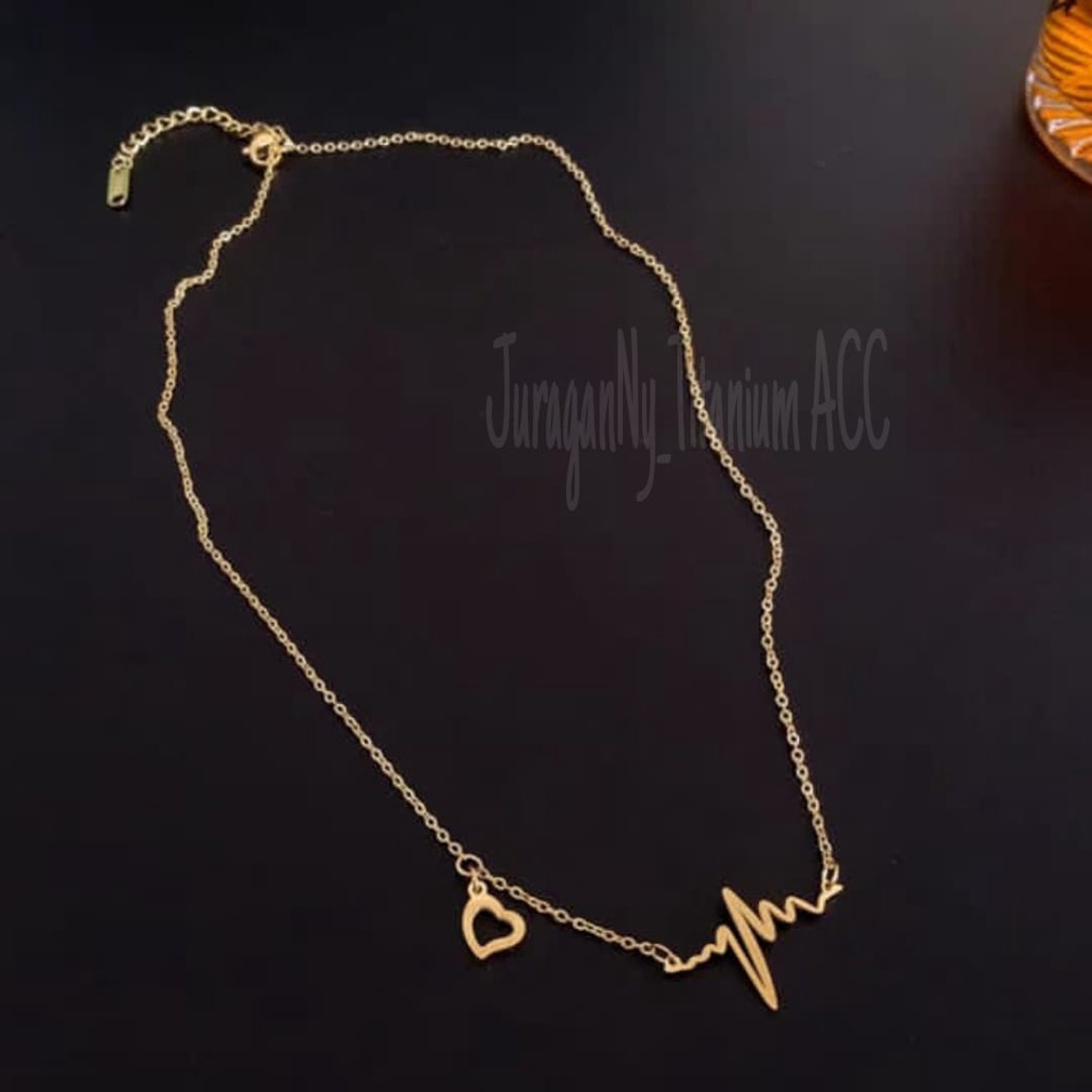 KALUNG TITANIUM DESAIN HATI MEWAH ANTI KARAT&amp;ANTI LUNTUR