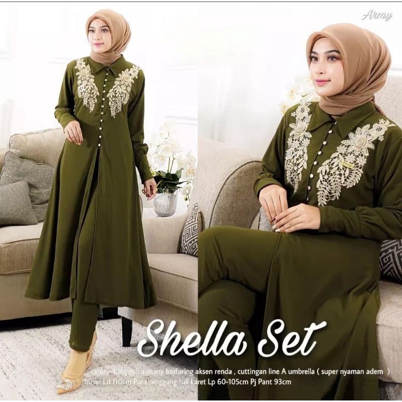 Fashion MUSLIM, baju wanita, baju stelan wanita, setelan, stelan, Baju stelan, fashion wanita, one set. Shella Set