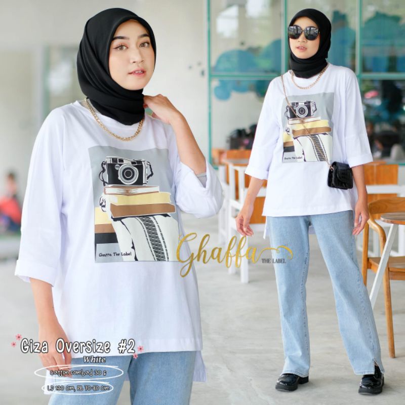 GIZA OVERSIZE #2 BY GHAFFA THE LABEL / KAOS OVERSIZE WANITA MUSLIMAH / LD Jumbo katun combed 30s adem