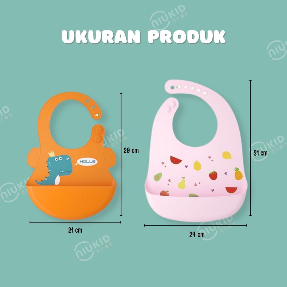 NIUKID CELEMEK MAKAN BAYI BABY BIB SLABBER FULL SILIKON