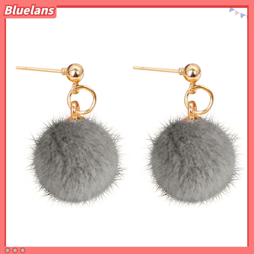 Bluelans Fashion Women Winter Jewelry Pom Pom Ball Drop Pendant Charm Stud Earrings Gift