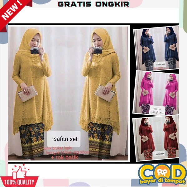 Stelan Brukat Kekinian Kbaya Modern Bju Dewasa Formal Kebayak Brukat Dewasa Oneset Kbaya Remaja Sete