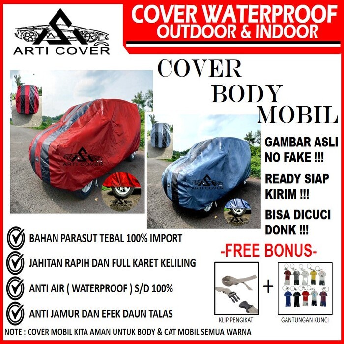 [BAYAR DIRUMAH] Cover Mobil AvanzaXeniaCalyaSigraFerozaEscudo Full Waterproof - Hitam Strip Tulis Di