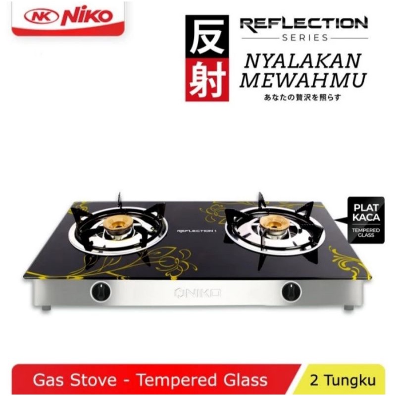 Kompor Gas Kaca Niko 2 Tungku Reflection 1 | Gas Stove 2 Tungku Niko