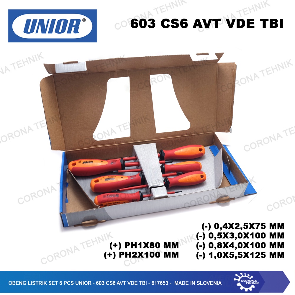 UNIOR - Obeng Listrik Set 6 Pcs - 603 CS6 AVT VDE TBI - 617653 Slovenia