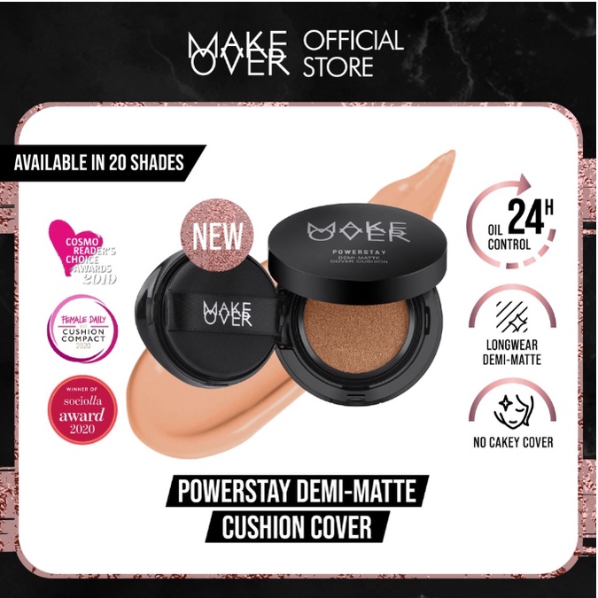 MAKE OVER Powerstay Demi-Matte Cover Cushion / For Normal To Oily Skin