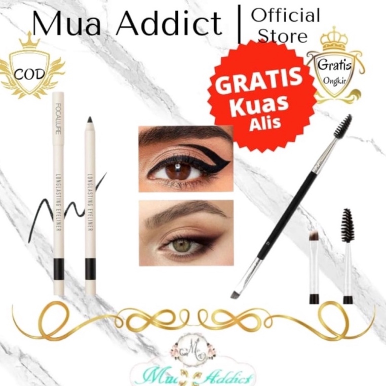 Focallure Soft Gel Eyeliner Pensil Waterproof Gratis Kuas Masker