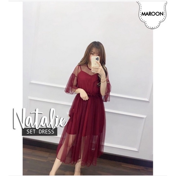 NATALIE SET PARTY DRESS / MIDI DRESS NATALIE CANTIK / DRESS WANITA MODEL BARU / FASHION WANITA KEKINIAN / DRESS WANITA