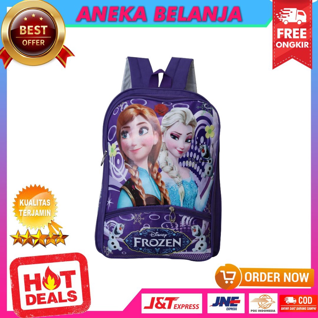 Tas Ransel Anak Sekolah Piknik Les Tas Motif Frozen Cantik Imut Murah Awet